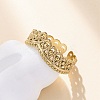 Crown 304 Stainless Steel Open Cuff Ring for Women LS-RJEW-Z083-03G-05-2