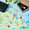 24Pcs 6 Colors Alloy Enamel Flower Keychain KEYC-NB00013-4