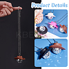 4Pcs 4 Colors Plastic Cap with Glass Disco Ball Pendant Necklace with Iron Ball Chains NJEW-GA0001-06-3