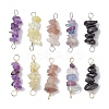 10Pcs 5 Styles Constellation Natural Strawberry Quartz & Amethyst & Obsidian & Fluorite & Rose Quartz Copper Wire Wrapped Chip Beaded Connector Charms PALLOY-JF02905-02-1