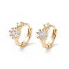 Cubic Zirconia Flower Hoop Earrings EJEW-B014-19G-1