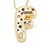Brass Micro Pave Cubic Zirconia Letter Pendant Necklaces LS-KK-Z069-01G-F-1