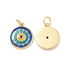 Flat Round Brass Micro Pave Cubic Zirconia Charms KK-G435-33G-01-1
