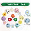 Flat Round with Smiling Face & Daisy Flower Computerized Towel Embroidery Cloth Iron on/Sew on Patches DIY-AR0003-29-2
