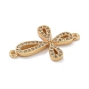Rack Plating Brass Micro Pave Clear Cubic Zirconia Flower Connector Charms KK-A234-062G-2