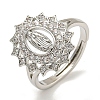 Oval with Saint Rack Plating Brass Micro Pave Cubic Zirconia Adjustable Rings RJEW-I105-04P-09-1