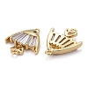 Brass Micro Pave Cubic Clear Zirconia  2-Loop Link Pendants KK-P192-01G-3