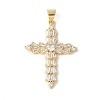Brass Micro Pave Cubic Zirconia Cross Pendants ZIRC-I071-04G-02-1