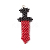 Dagger Shape Glass Seed Beads Beaded Pendants PALLOY-CJ00135-02-1