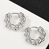 Twist Brass Cubic Zirconia Hoop Earrings EJEW-Q016-18P-4