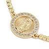 Virgin Mary Theme Brass Micro Pave Cubic Zirconia Slider Bracelets for Women BJEW-U013-02G-04-2