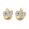 Brass Micro Pave Clear & Sky Blue Cubic Zirconia Charms ZIRC-O035-11G-1