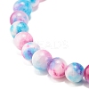 Natural White Jade Round Beaded Stretch Bracelet BJEW-JB07968-6