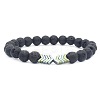 Natural Lava Rock & Electroplated Synthetic Non-magnetic Hematite Beads Stretch Bracelets GE0373-3-1