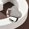 Heart Brass Micro Pave Cubic Zirconia Cuff Rings for Women RJEW-A069-12P-02-2