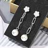 304 Stainless Steel Flower Dangle Stud Earrings EJEW-C096-54P-1