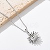 304 Stainless Steel Sunflower Pendant Box Chain Necklaces for Women NJEW-R011-01P-3