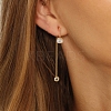 925 Sterling Silver Round Tassel Stud Earrings EJEW-D326-03G-3