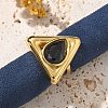 Triangle 304 Stainless Steel Rhinestone Open Cuff Rings for Women RJEW-M048-03P-1