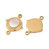 304 Stainless Steel Natural White Shell Flat Round Connector Charms STAS-L288-14G-02-2