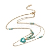 Enamel Charms Double Layer Necklace with Synthetic Turquoise Beaded LS-NJEW-P269-20A-G-1