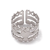 Non-Tarnish 304 Stainless Steel Heart Wrap Open Cuff Rings for Women RJEW-G285-53P-2