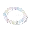 Macaron Color Dyed Natural Selenite Round Beaded Stretch Bracelet LS-BJEW-D024-01A-1