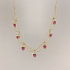 Brass Pave Cubic Zirconia Heart Pendant Bib Necklaces for Women FS-WGB563A-02-1