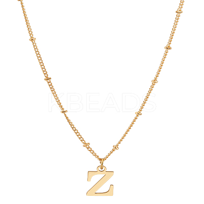 1Pc Brass Chain & 304 Stainless Steel Letter Pendant Necklaces NJEW-LP0001-35Z-G-1