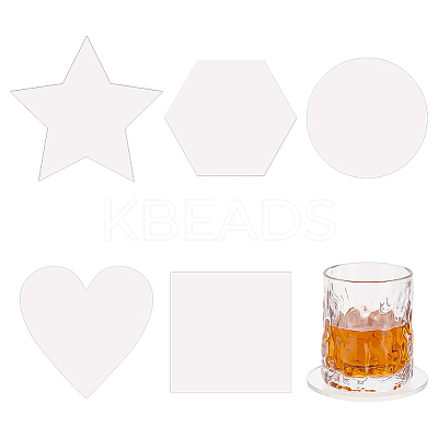 5Pcs 5 Style Transparent Acrylic Cup Mats AJEW-BC0006-83-1