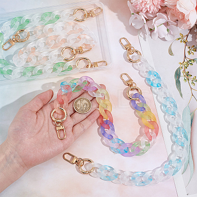 4Pcs 4 Colors Gradient Color Acrylic Twisted Link Chains Bag Extender Chains HJEW-UN00075-1