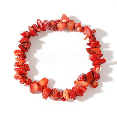 Synthetic Coral Chips Bead Stretch Bracelets for Women Men CI5318-22-1
