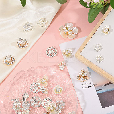 48Pcs 12 Styles Alloy Glass Rhinestone Cabochons FIND-CA0011-02-1