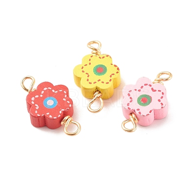 Spray Painted Wood Connector Charms PALLOY-JF01427-16-1