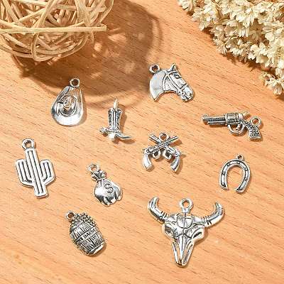 100 pcs 10 Style Tibetan Style Alloy Pendants TIBEP-CJ0001-32-1