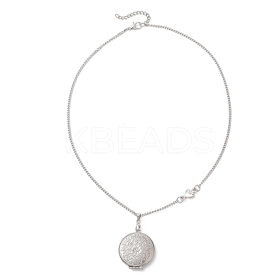 316 Stainless Steel Heart Oval Flat Round Locket Pendant 304 Stainless Steel Twisted Chain Necklaces NJEW-JN05839-1