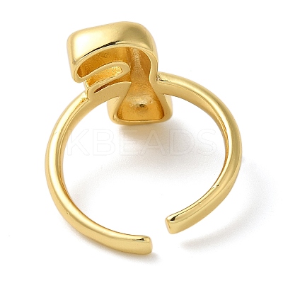 Initials Brass Open Cuff Ring for Women RJEW-N046-02F-G-1