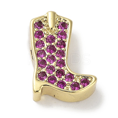 Rack Plating Brass Micro Pave Purple Cubic Zirconia Beads KK-R163-11G-1