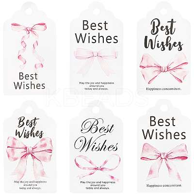 120Pcs 6 Styles Thanksgiving Day Word Best Wishes Bowknot Printed Paper Thank You Gift Tags AJEW-SP0003-63A-1