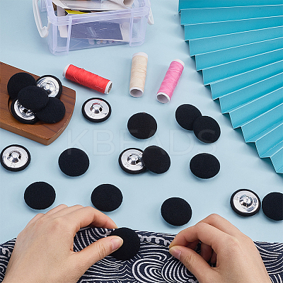 20Pcs Iron with Cloth Buttons BUTT-GF0003-76B-1