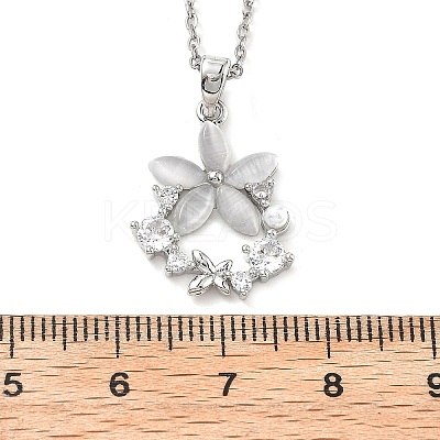Flower Resin & Micro Pave Cubic Zirconia Pendant Necklaces NJEW-D288-02P-1