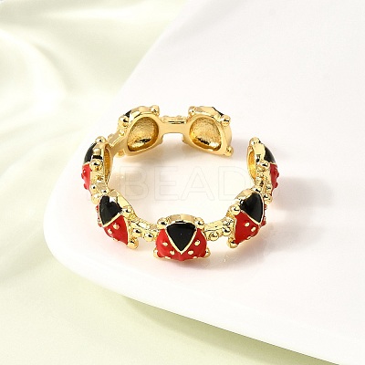 Brass Enamel Adjustable Open Cuff Rings for Women RJEW-I111-01G-08-1