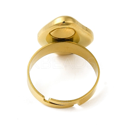 Ion Plating(IP) 304 Stainless Steel Twist Rhombus Adjustable Rings with ABS Imitation Pearl Beaded STAS-D089-24G-1