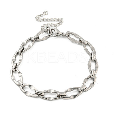 Non-Tarnish 304 Stainless Steel Dapped Chains Bracelets for Men & Women BJEW-D042-05P-1