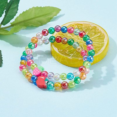 Transparent Acrylic Beaded Stretch Kids Bracelets BJEW-JB06316-1
