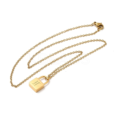 304 Stainless Steel Rolo Chain Pendant Necklaces NJEW-S444-01G-08-1