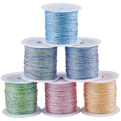 6 Rolls 6 Colors 9-Ply Polyester Metallic Thread OCOR-SC0001-06C-1