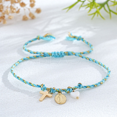 Religion Brass & Natural Shell Charm Bracelets KR4902-3-1