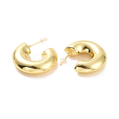 Brass C-shape Stud Earrings LS-EJEW-A072-17LG-1
