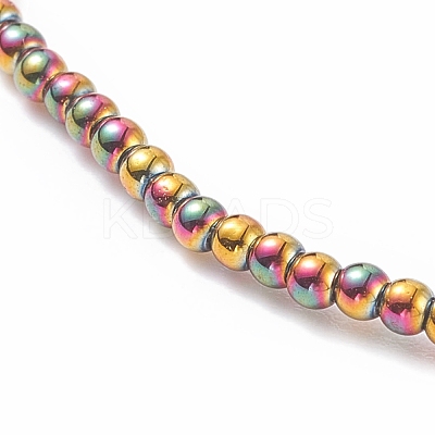 Glass Round Beaded Stretch Bracelet with Brass Heart for Women BJEW-JB08090-1